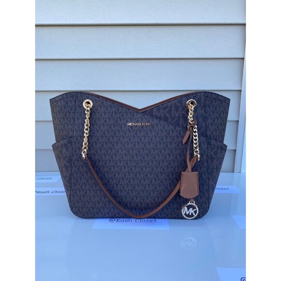 Michael Kors shoulder bag tote xchain bag jet set bag MK signature brown - Picture 12 of 12